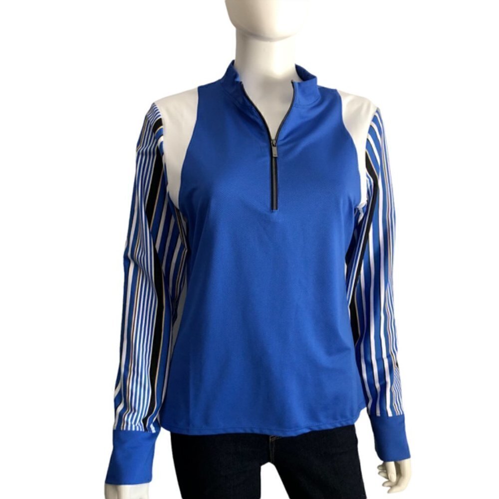 Tail Blue White Striped Sleeve Quarter-Zip Golf Pullover
